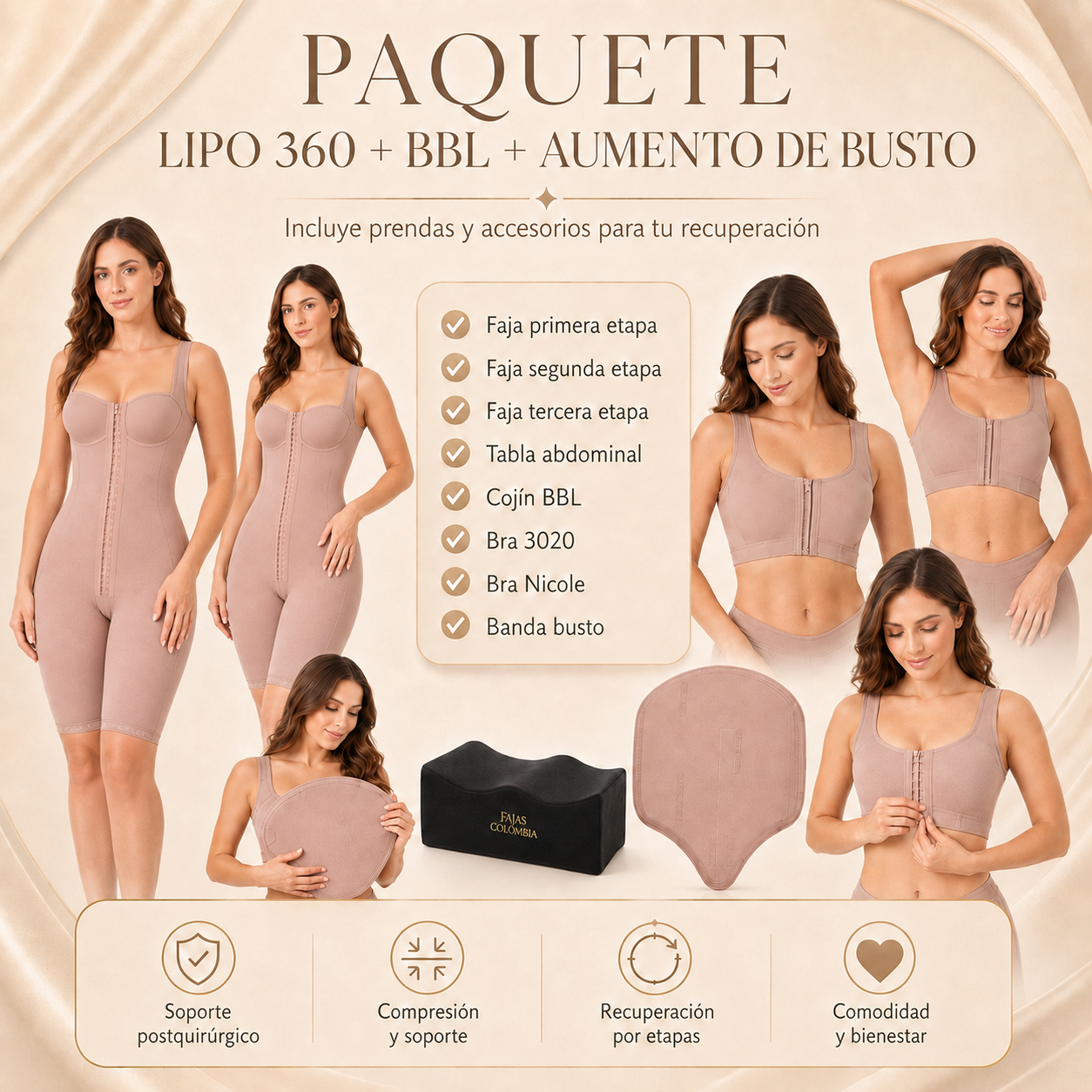 PAQUETE LIPO 360 + BBL + AUMENTO DE BUSTO